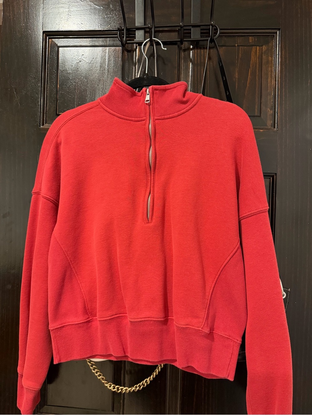 Abercrombie & Fitch Red Half-Zip Sweatshirt